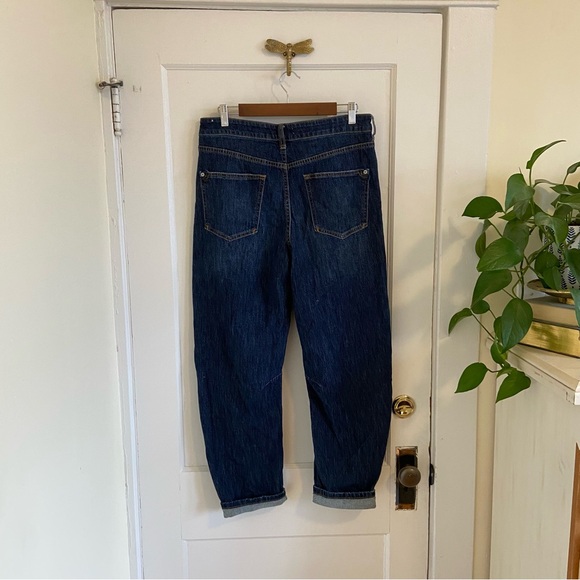 Anthropologie Pilcro Dark Blue Distressed The Bow Boyfriend Jeans 29 - Picture 6 of 14